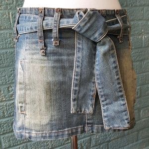 Zara Distressed Denim Belted Miniskirt w/ Pockets
